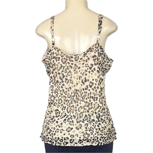 Apt 9 Beige-Brown Animal Print Tie Front Detail Lined Adjustable Strap Camisole - Picture 4 of 6